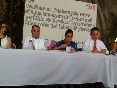 Firma de convenio de colaboración entre H. Ayuntamiento de Temixco y el ISRyC